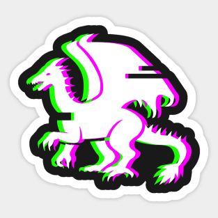 Retro Glitch Fantasy Dragon Sticker